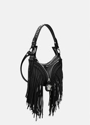 FRINGED REPEAT MINI HOBO BAG