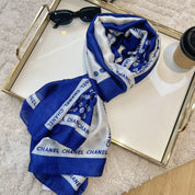 Fashion CC letter stripe printed silk scarf