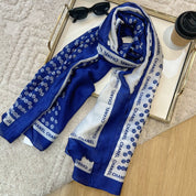 Fashion CC letter stripe printed silk scarf