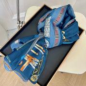 Fashion CC letter stripe printed silk scarf