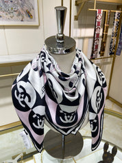 Fashion CC letter stripe printed silk scarf