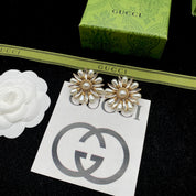 Fashion GG Pearl Sunflower Earrings