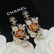 Fashion CC Pearl Rhinestone Pendant Earrings