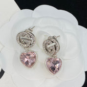 Fashion GG rhinestone heart pendant earrings