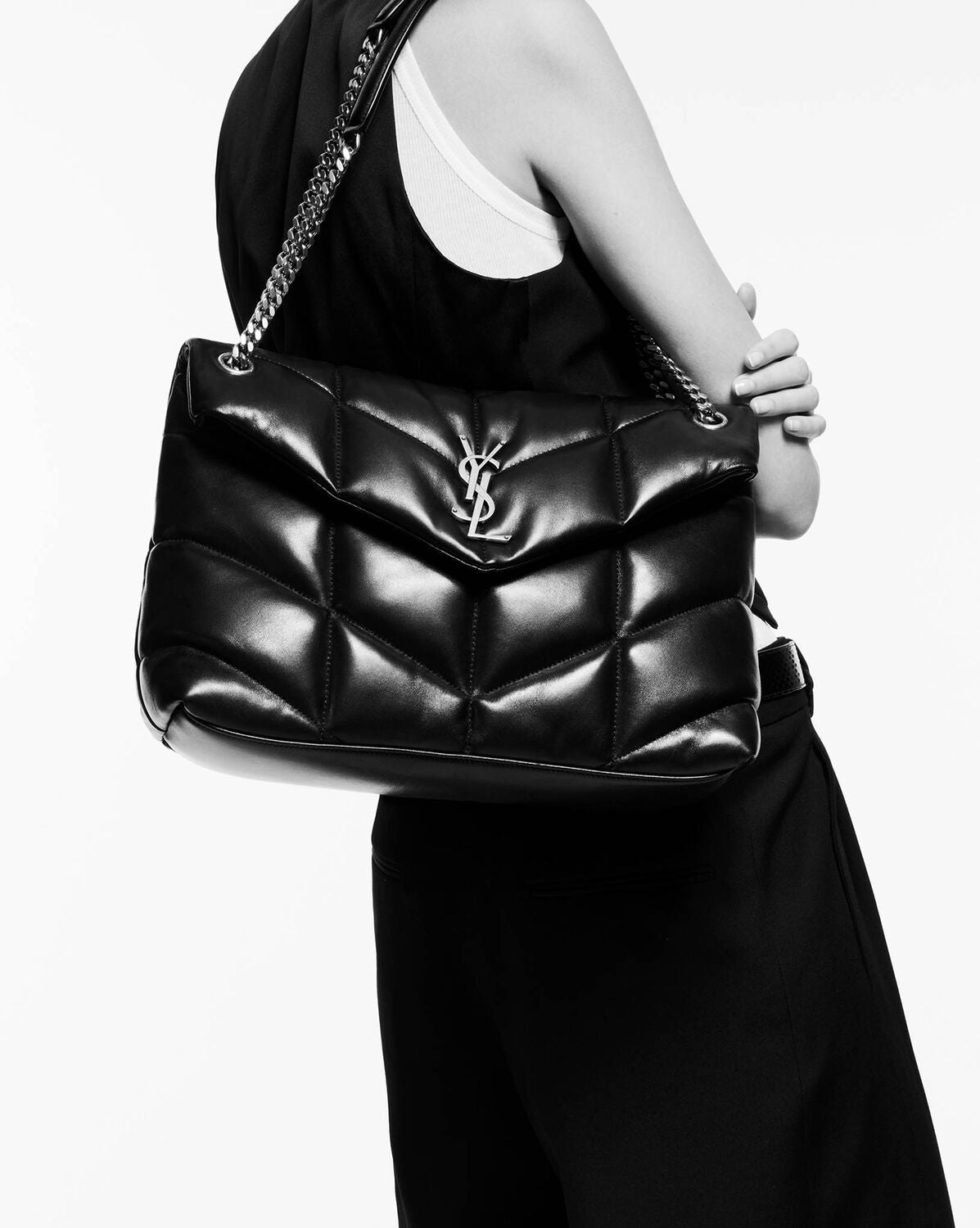 YSL Puffer Medium Chain Bag in Quilted Lambskin