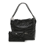 Shiny Calfskin Quilted Small Chanel 22 Black