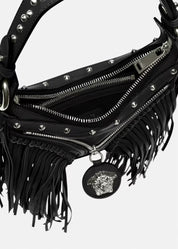 FRINGED REPEAT MINI HOBO BAG