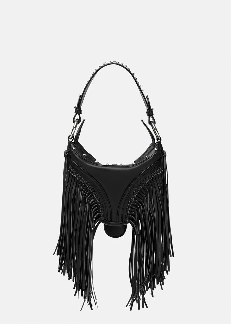 FRINGED REPEAT MINI HOBO BAG