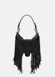 FRINGED REPEAT MINI HOBO BAG