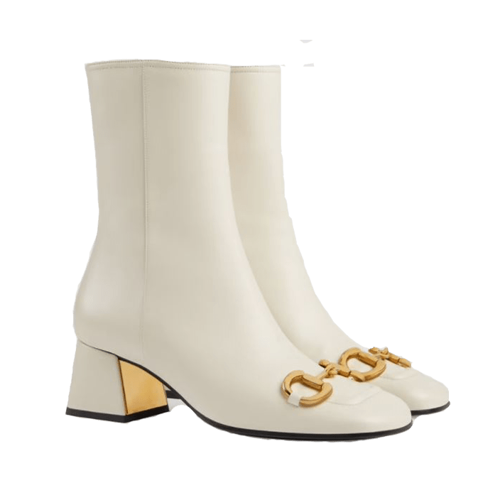 "G" mid-heel ankle boot with Horsebit