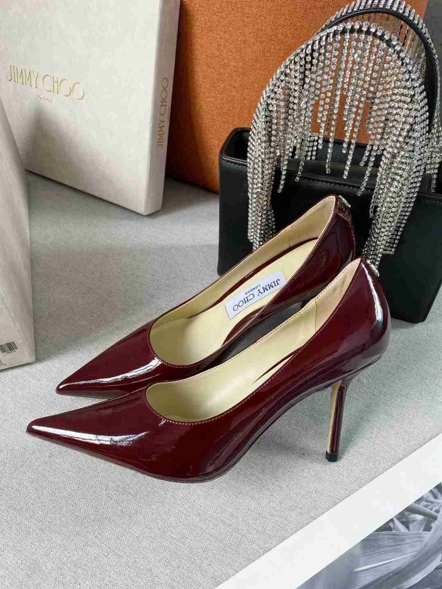 Jc Love 85 Burgundy Calf Leather Pumps JC Emblem