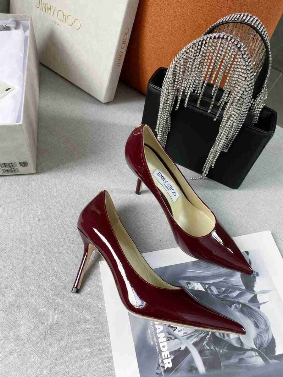 Jc Love 85 Burgundy Calf Leather Pumps JC Emblem