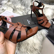 Saint Tribute High Heel Sandals Brown Calfskin