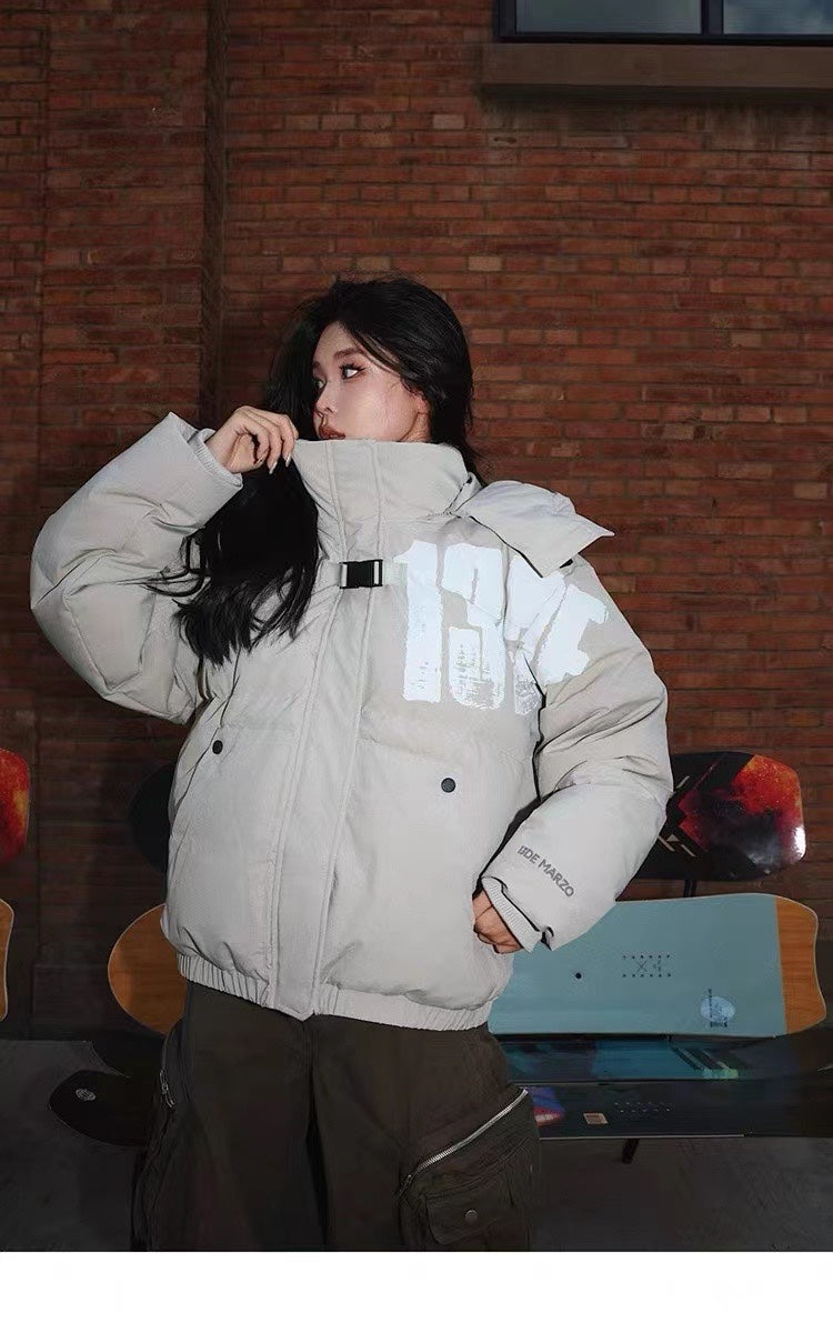 Three-dimensional bear graffiti letter down jacket