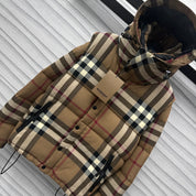 Plaid hooded puffer jacket