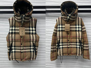 Plaid hooded puffer jacket