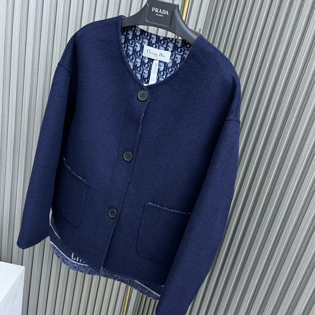 Crewneck wool jacket