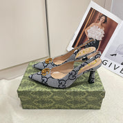 25S-Big G floral cloth heels