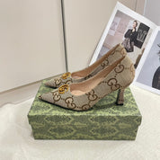 25S-Big G floral cloth heels